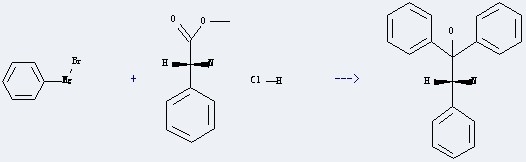 Benzeneethanol, b-amino-a,a-diphenyl-, (bR)- can be prepared by phenylmagnesium bromide and (R)-amino-phenyl-acetic acid methyl ester; hydrochloride.